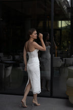 Lace corset top and midi skirt