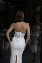 Lace corset top and midi skirt