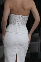Lace corset top and midi skirt