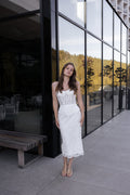 Lace corset top and midi skirt