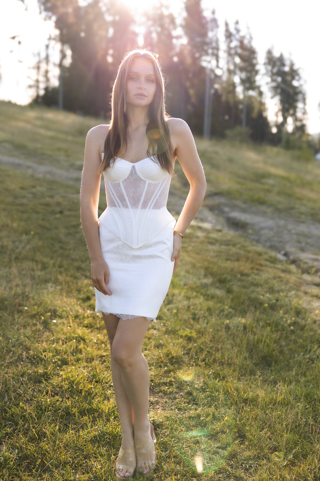Olivia light ivory corset lace covered wedding dress (Copy)