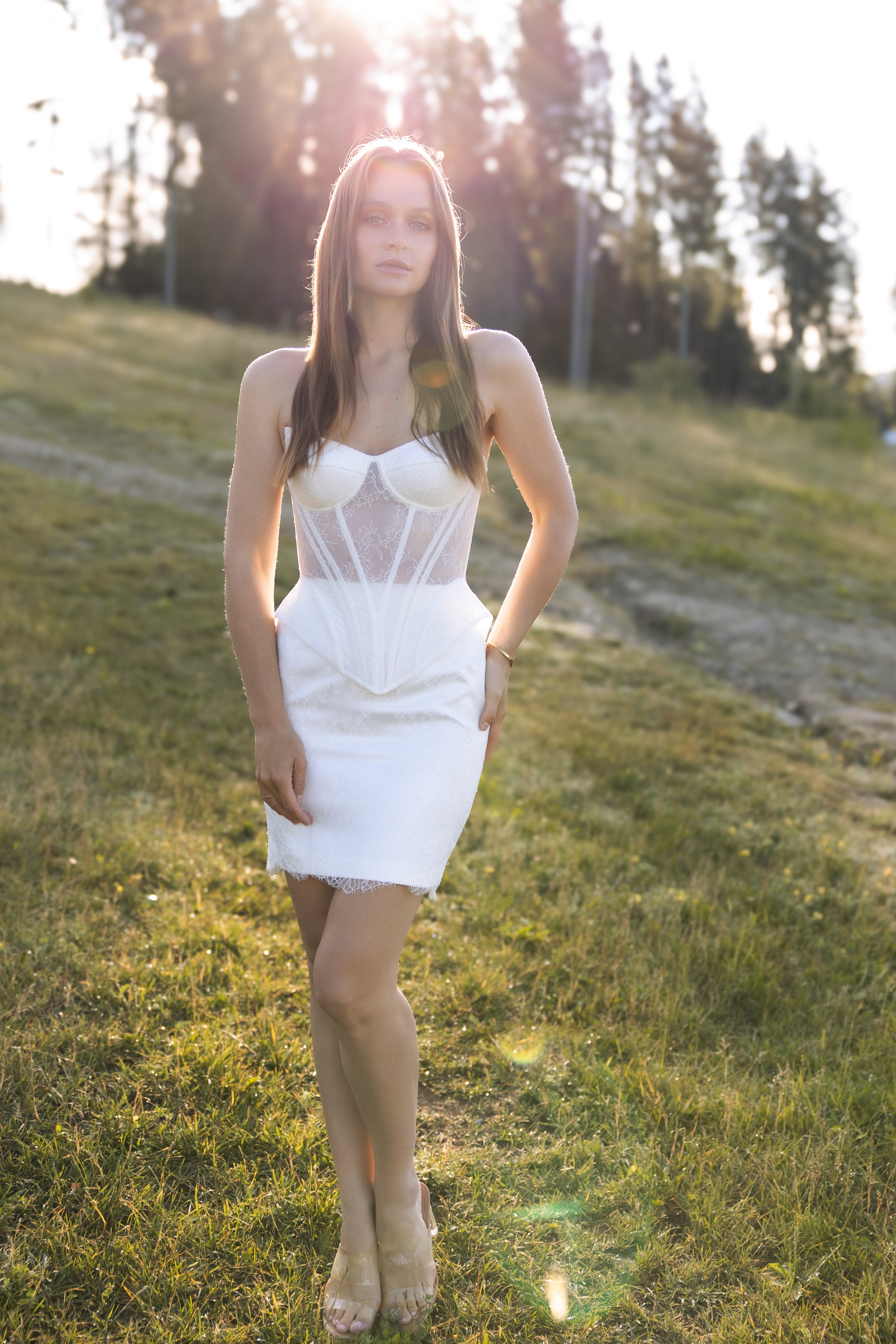 Olivia light ivory corset lace covered wedding dress (Copy)