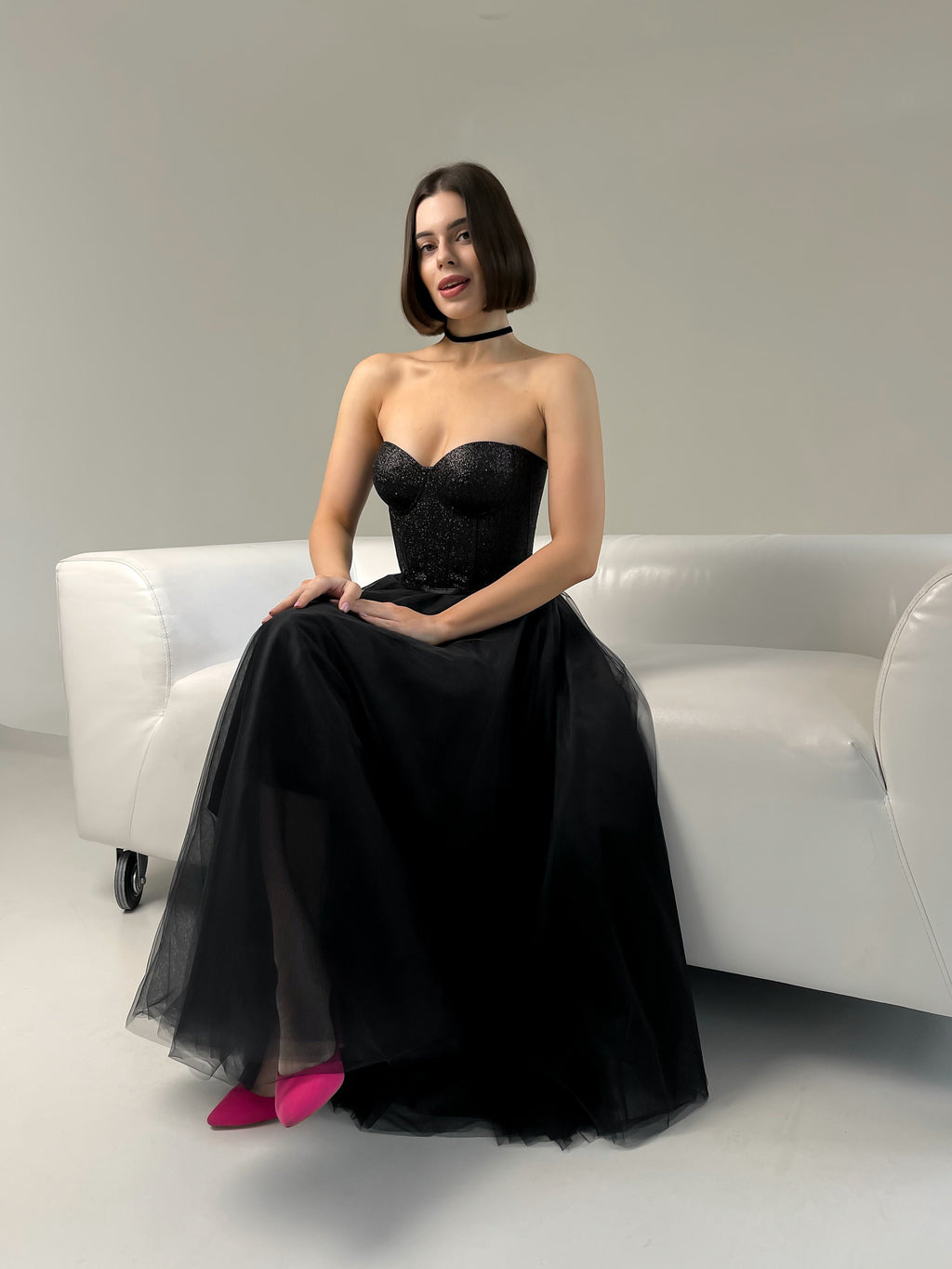 Black corset top, custom made prom glitter dress, plus size corset top