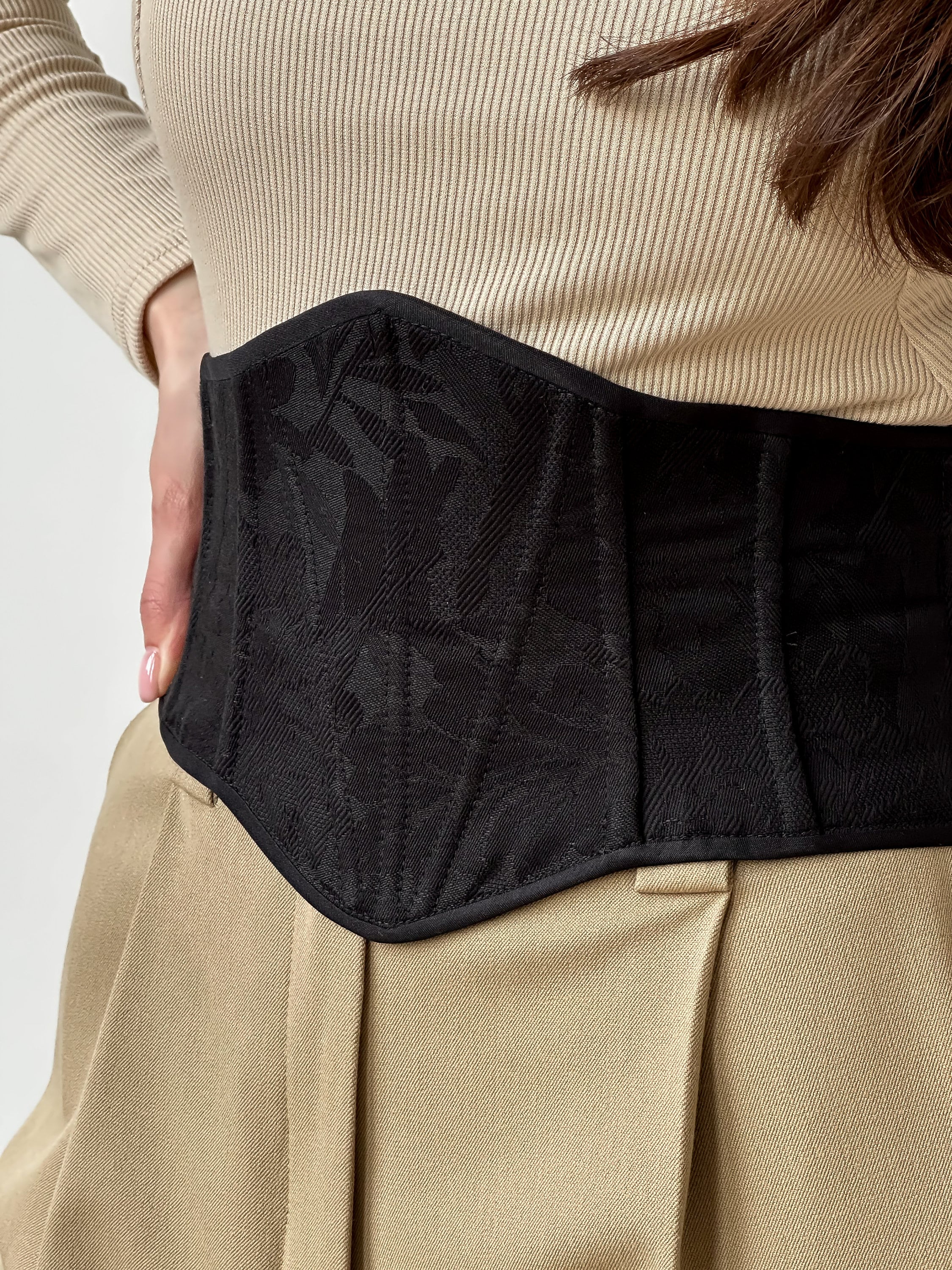 Jacquard corset belt, black jacquard underbust corset belt, custom renaissance corset, Victorian corset top, plus size underbust corset belt