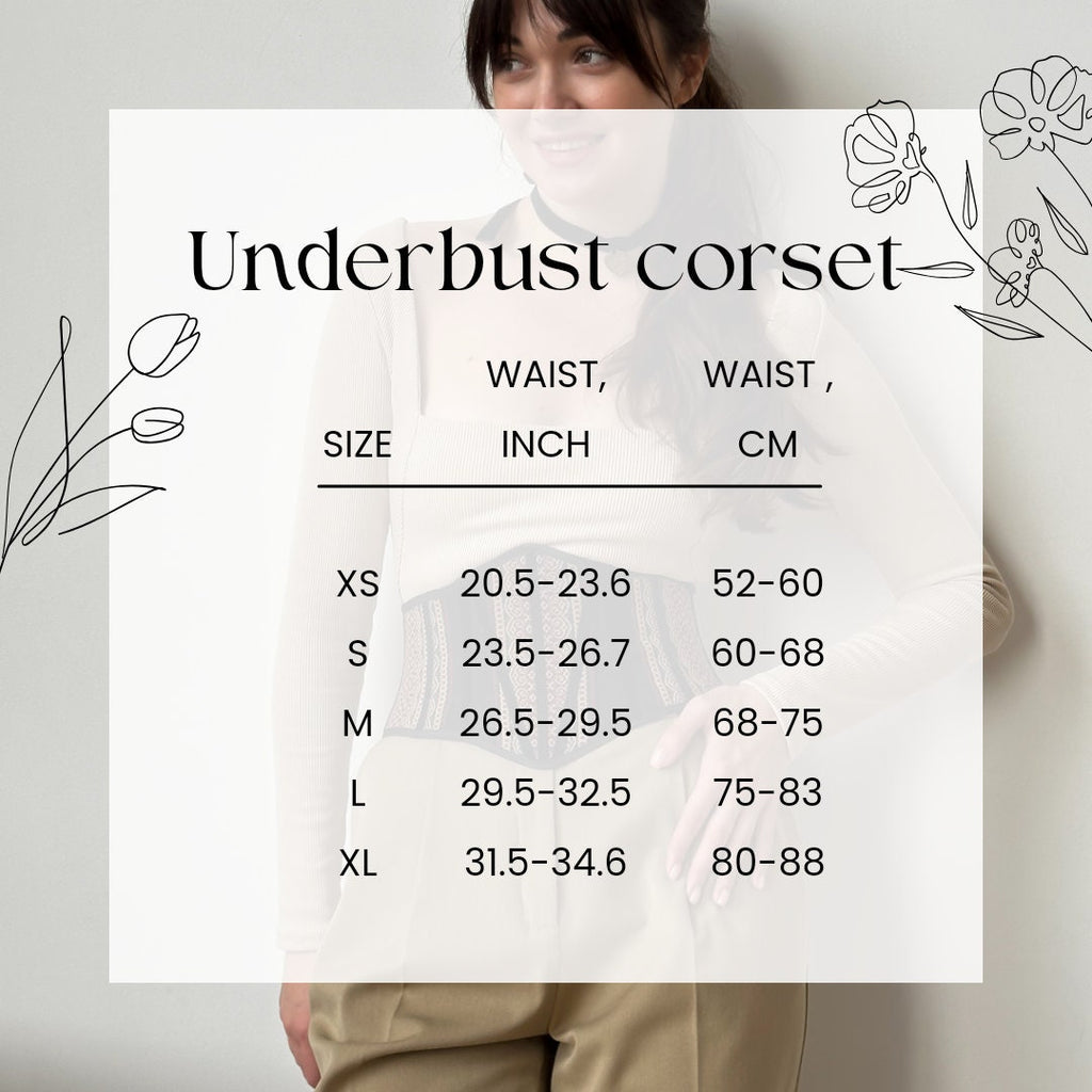 Faux leather corset belt embroidered, underbust corset, plus size custom made corset top, black renaissance corset for dress