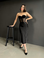 Prom corset top, black custom made prom velvet dress, party dress, velvet plus size corset top