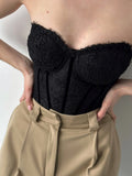Black corset top, lace custom made prom corset top, party dress, black prom dress