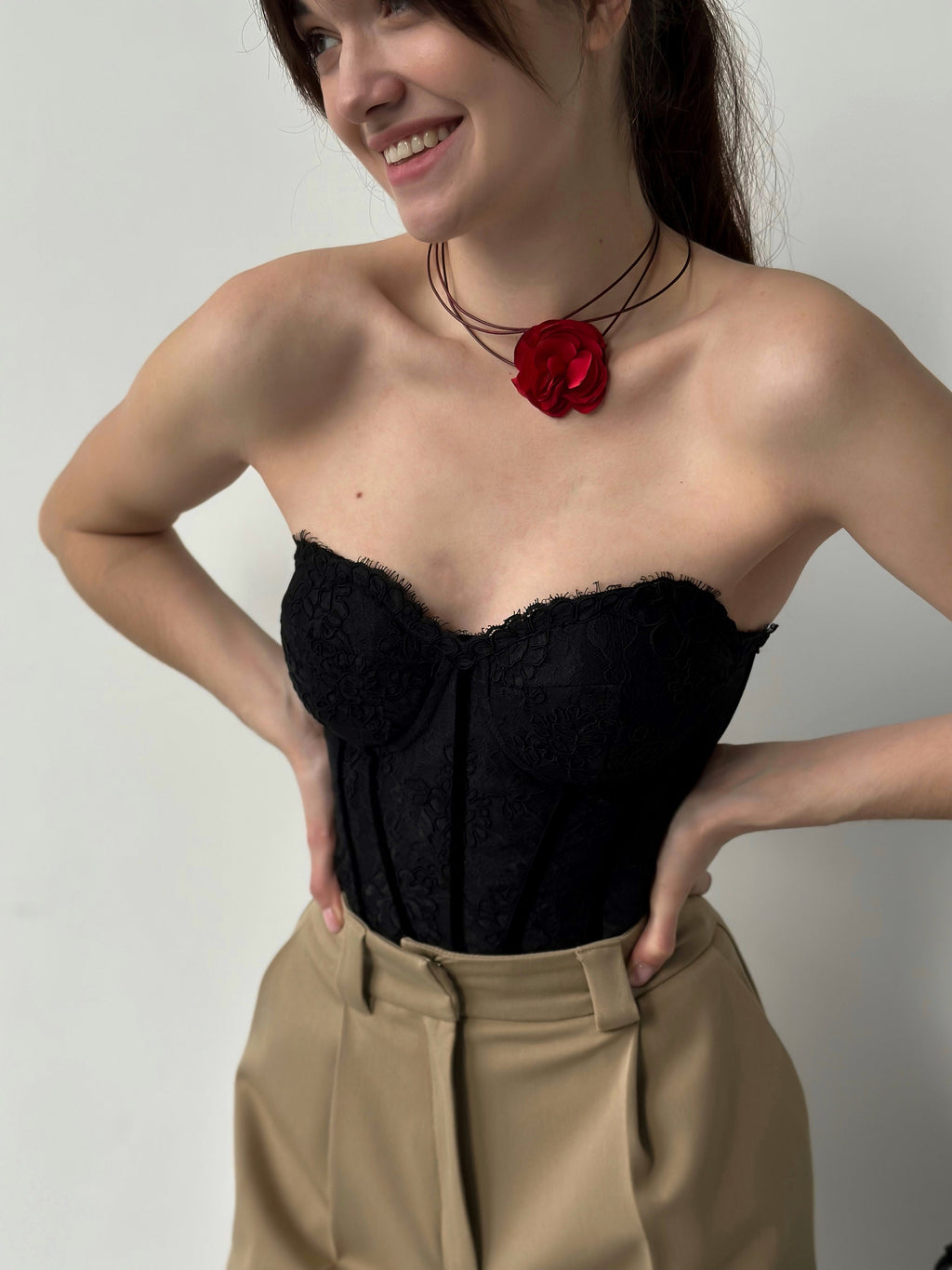 Black corset top, lace custom made prom corset top, party dress, black prom dress