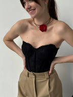 Black corset top, lace custom made prom corset top, party dress, black prom dress