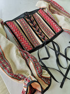 Corset top Ukraine detachable sleeves, black and red hand made corset top