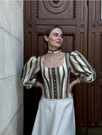 Ukraine corset top, corset with long sleeves, ukrainian custom made corset top, etno corset top, Victorian corset