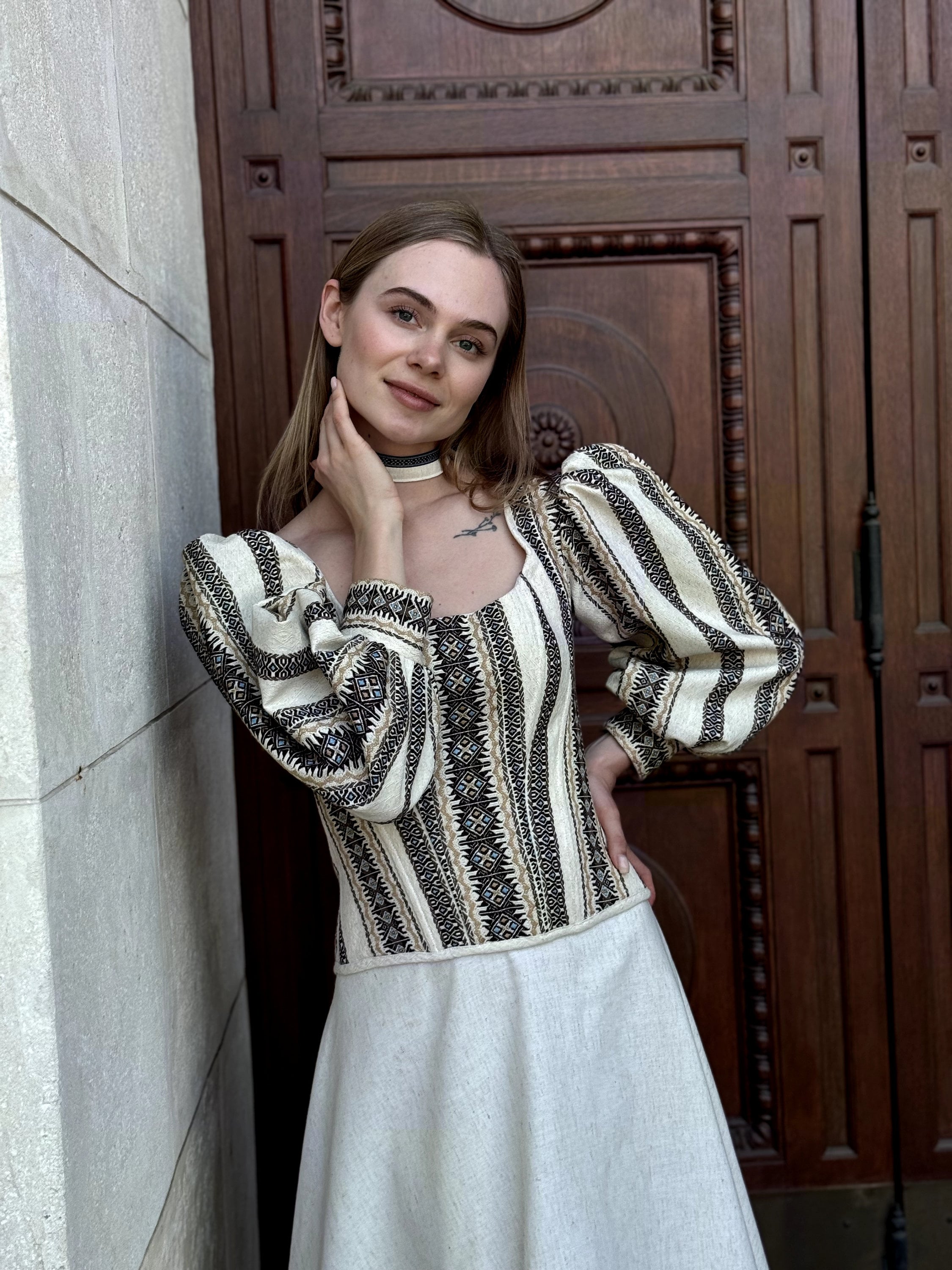 Ukraine corset top, corset with long sleeves, ukrainian custom made corset top, etno corset top, Victorian corset