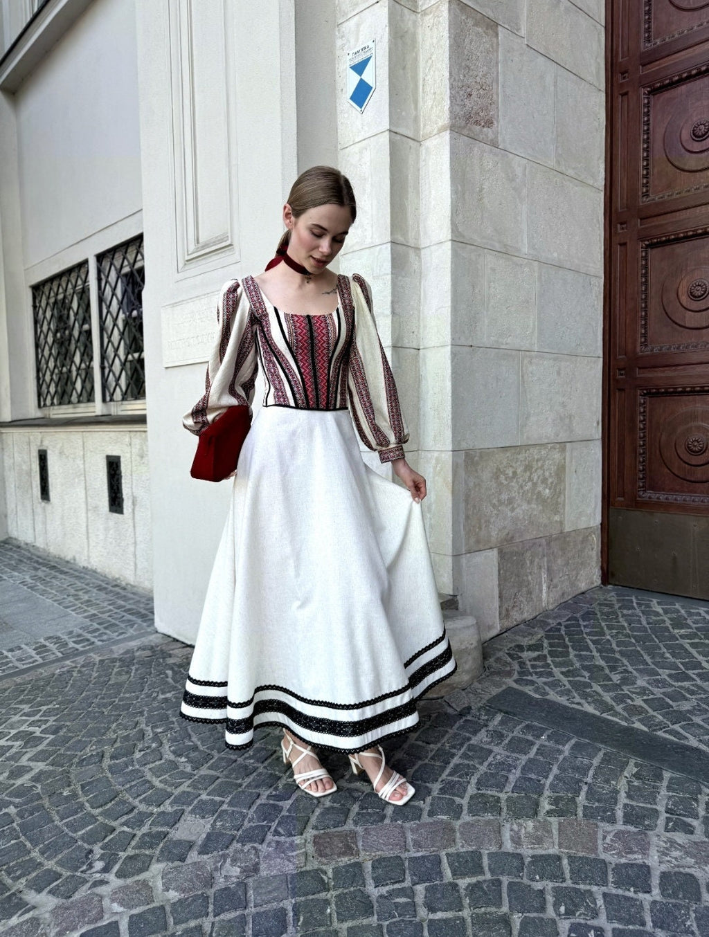 Long skirt, linen skirt with linen, Ukrainian long etno skirt