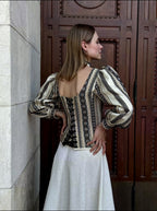 Ukraine corset top, corset with long sleeves, ukrainian custom made corset top, etno corset top, Victorian corset