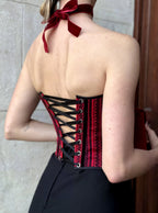 Corset top Ukraine detachable sleeves, black and red hand made corset top