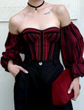 Corset top Ukraine detachable sleeves, black and red hand made corset top