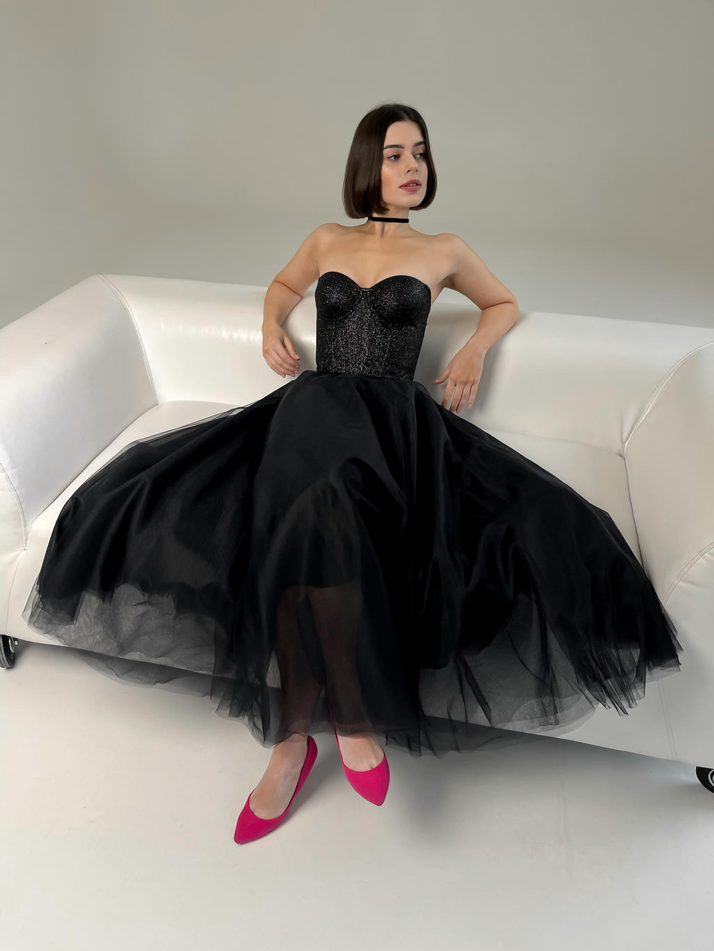 Long tulle skirt, black midi tulle skirt, lush skirt for event
