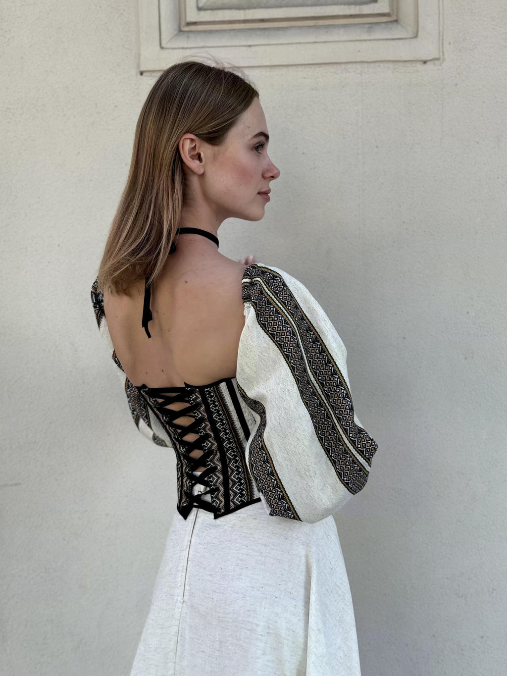 Corset top Ukraine, hand made corset top, corset with long detachable sleeves