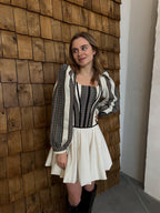 Corset top, beige corset with long sleeves, ukrainian custom made corset top, etno corset top, Victorian corset