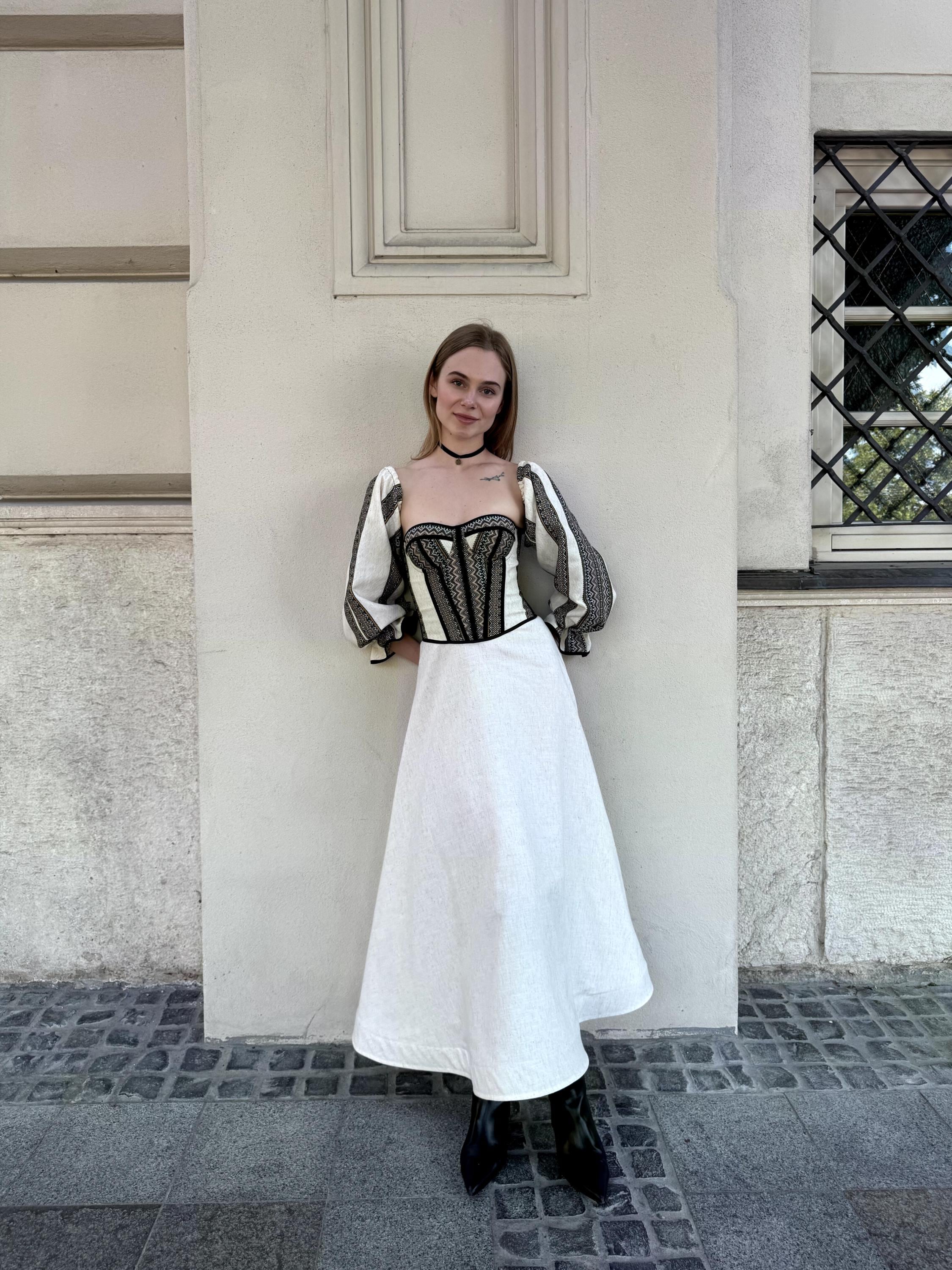 Corset top Ukraine, hand made corset top, corset with long detachable sleeves