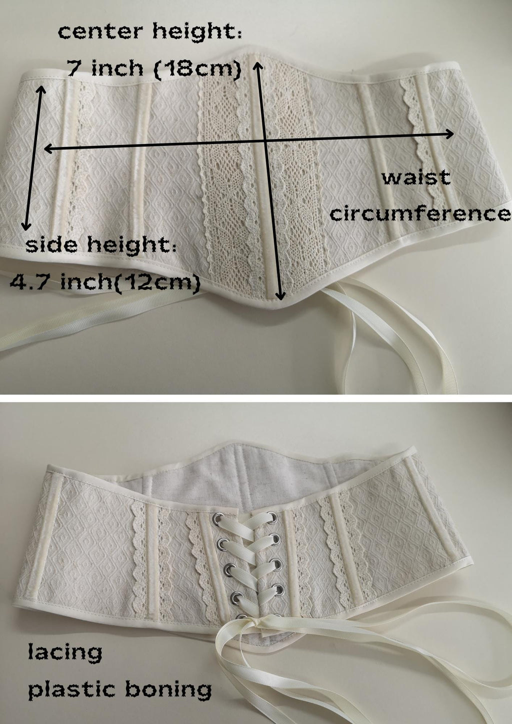 Lace Corset Belt, Ivory Waist Cincher, Underbust Corset Lace Up, Renaissance Corset Underbust, Bridal Corset Belt, Cottagecore Belt