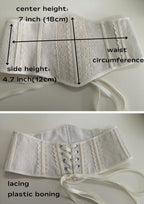 Underbust corset belt lace cover, linen white custom made corset waist, bride corset belt