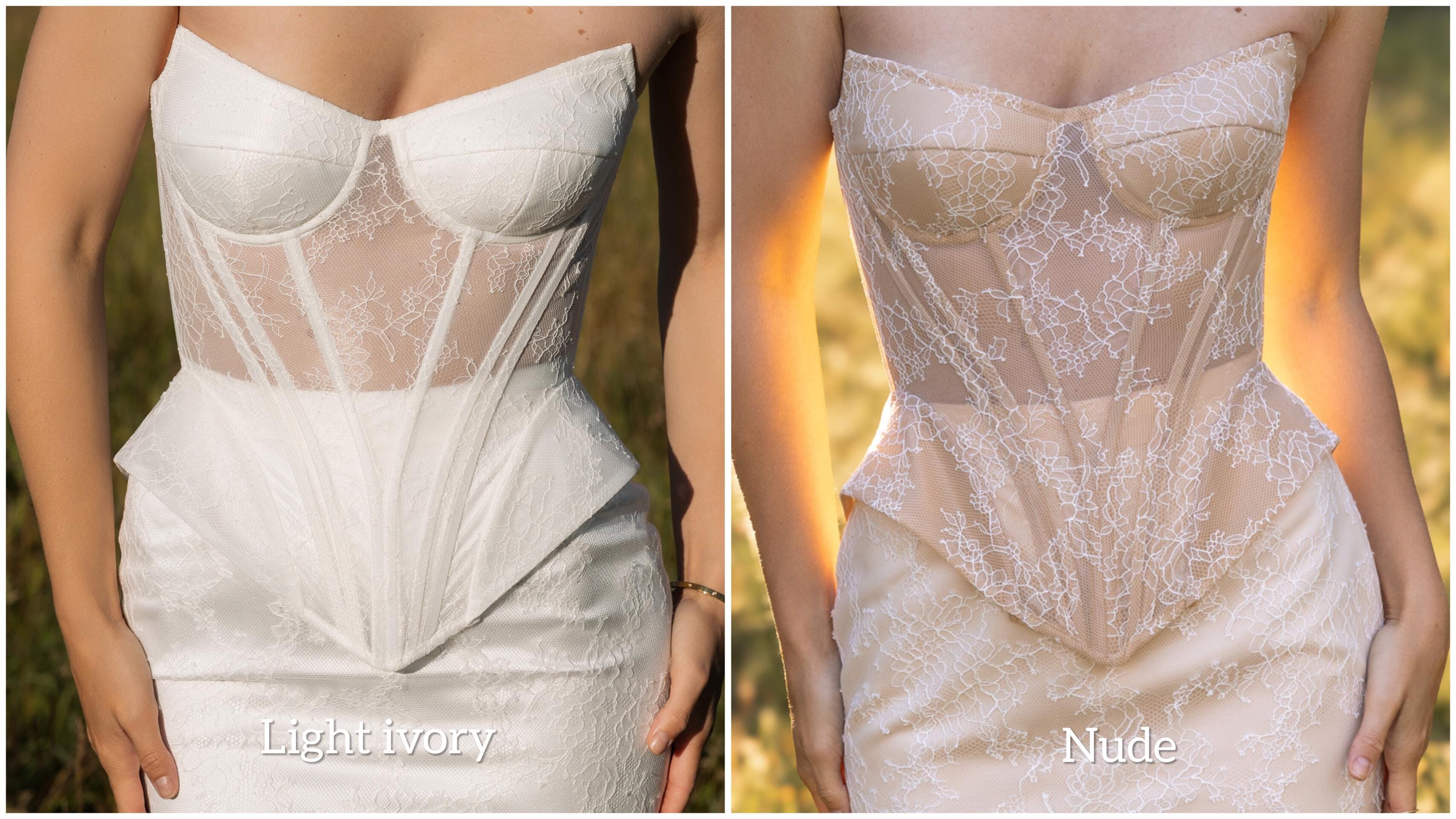 Wedding dress short, mini elopement engagement and civil corset lace covered wedding dress