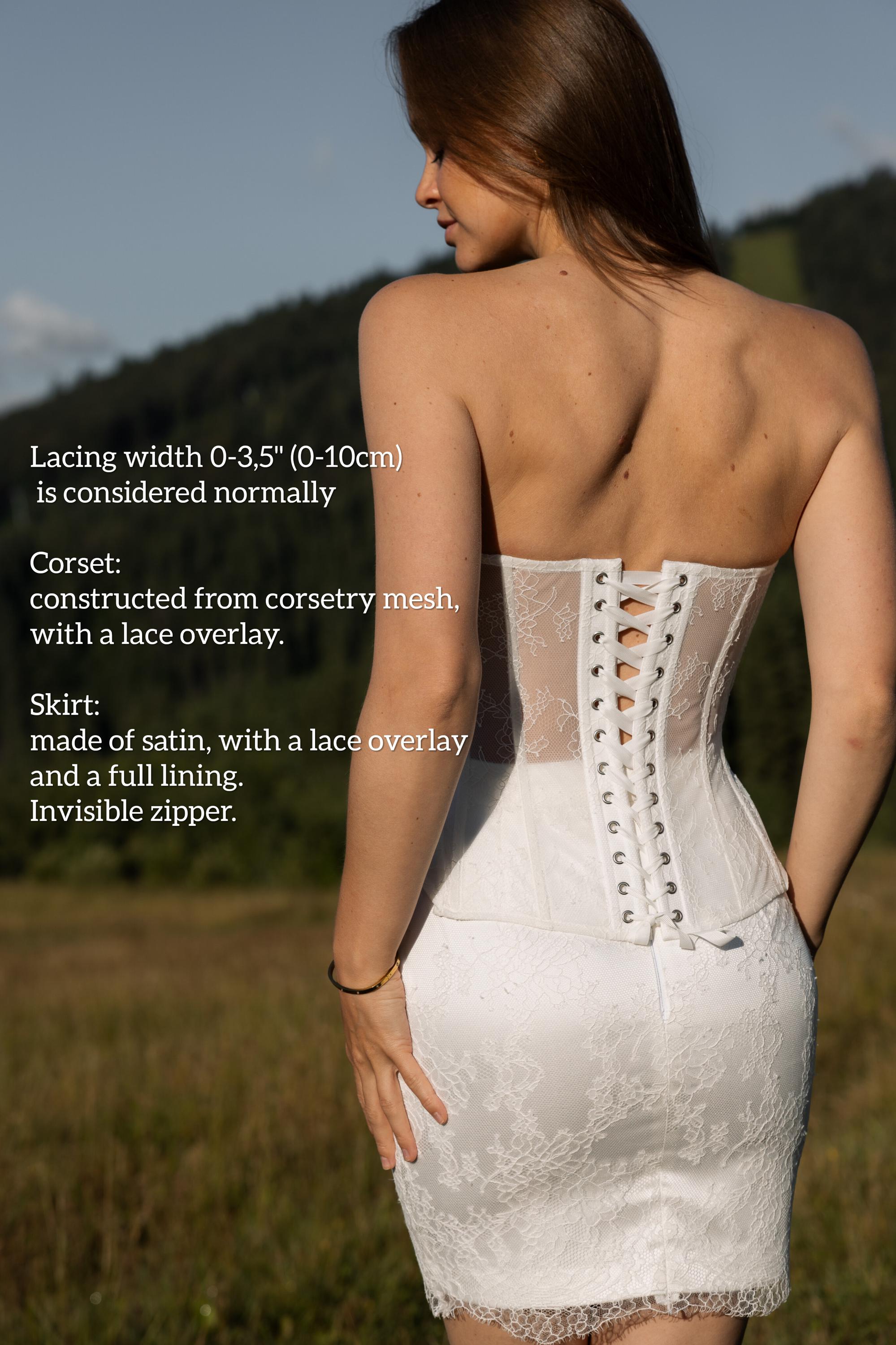 Wedding dress short, mini elopement engagement and civil corset lace covered wedding dress