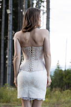 Wedding dress short, mini elopement engagement and civil corset lace covered wedding dress