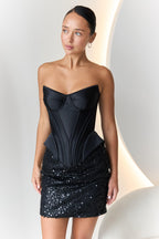 Black dress, beautiful cocktail dress, Bachelorette Wedding guest dress, Prom dress, and festival outfits, sleeveless black corset dress!