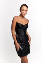 Black dress, beautiful cocktail dress, Bachelorette Wedding guest dress, Prom dress, and festival outfits, sleeveless black corset dress!