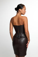 Faux leather corset dress, beautiful Bachelorette Wedding guest dress, Prom dress, and festival outfits, sleeveless black corset dress!