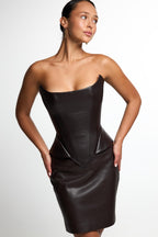 Faux leather corset dress, beautiful Bachelorette Wedding guest dress, Prom dress, and festival outfits, sleeveless black corset dress!