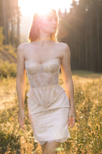 Wedding dress short, mini elopement engagement and civil corset lace covered wedding dress