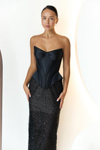 Black dress, beautiful cocktail dress, Bachelorette Wedding guest dress, Prom dress, and festival outfits, sleeveless black corset dress!