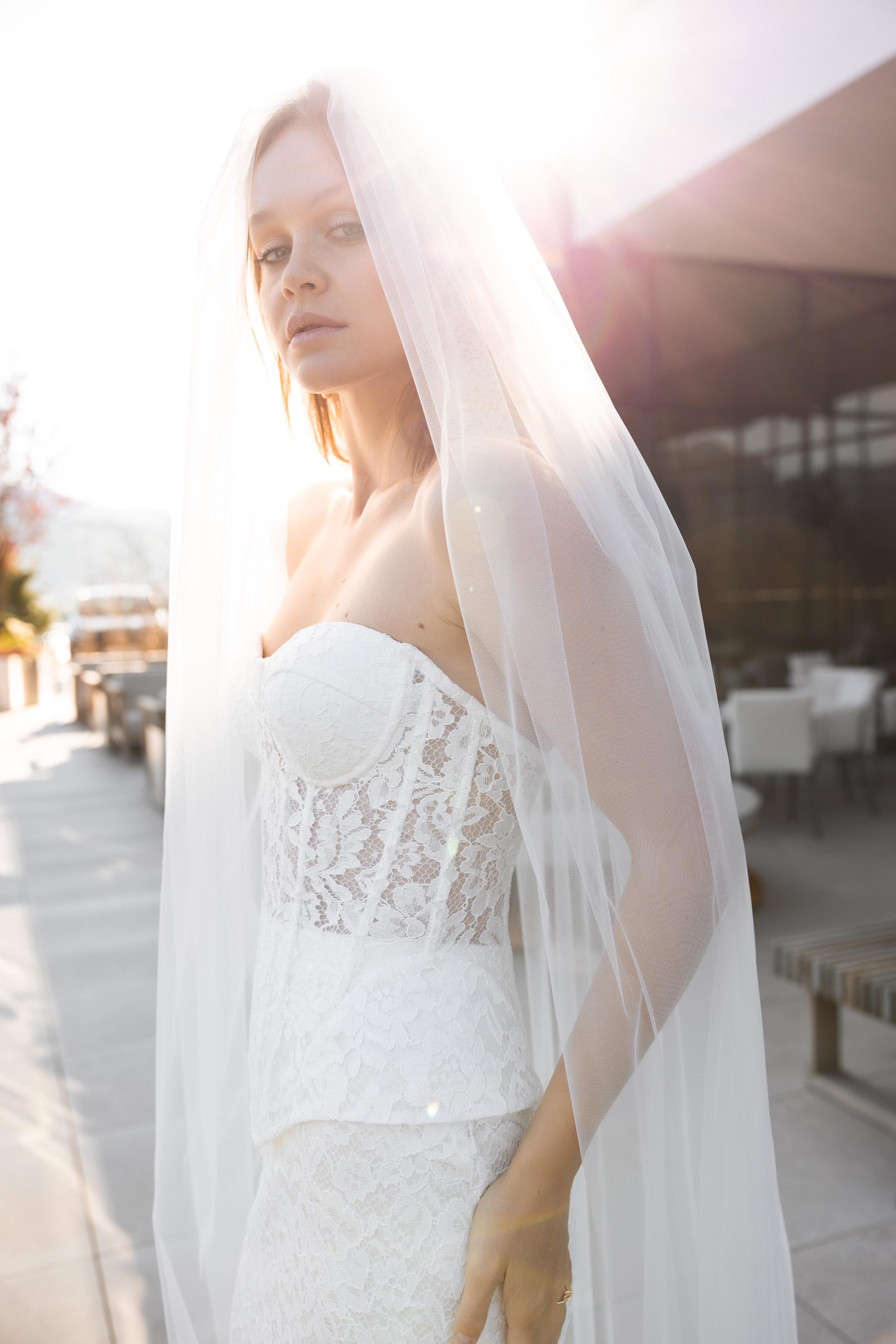Soft tule bridal veil, wedding veil, long chapel length, cathedral length