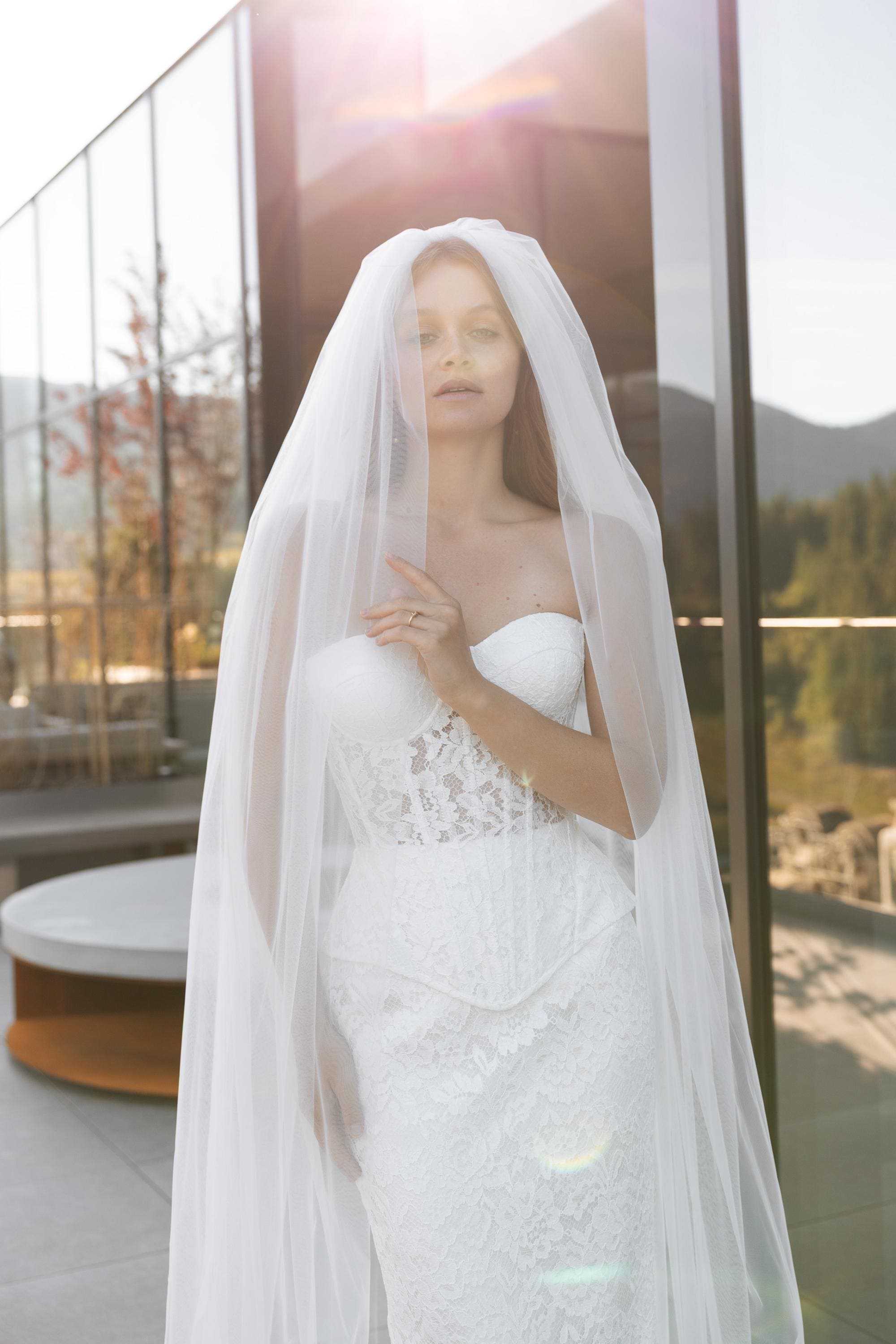 Soft tule bridal veil, wedding veil, long chapel length, cathedral length