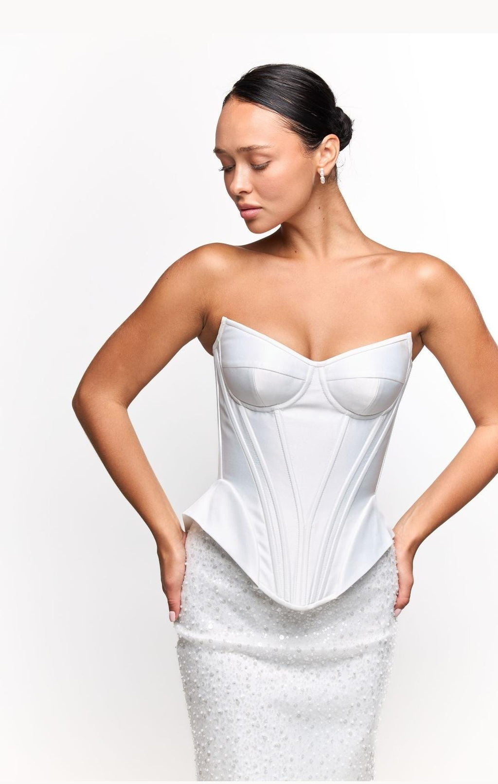 Wedding dress, sequins mini elopement engagement and civil corset wedding dress
