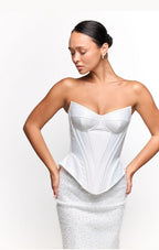 Wedding dress, sequins mini elopement engagement and civil corset wedding dress