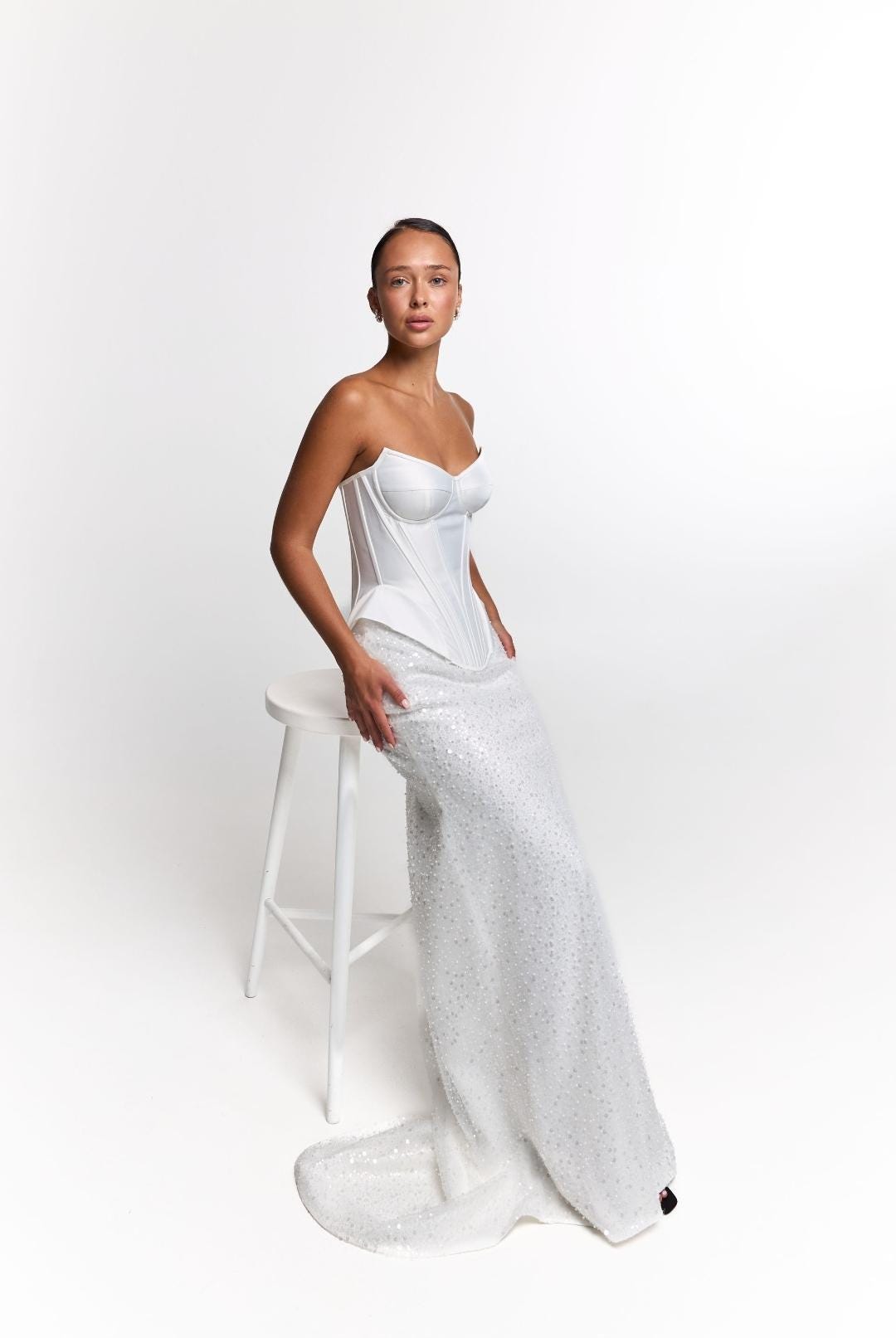 Wedding dress midi lace cover, midi elopement engagement and civil corset wedding dress