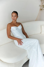 Wedding dress, sequins mini elopement engagement and civil corset wedding dress
