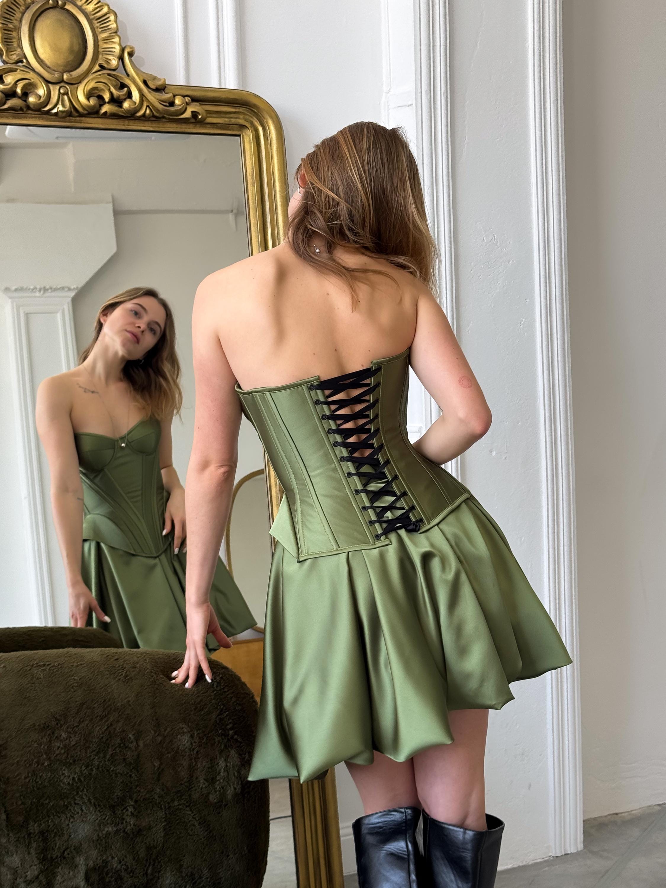 Corset top & mini skirt set, beautiful Bachelorette Wedding guest dress, Prom dress, and festival outfits!