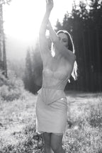 Wedding dress short, mini elopement engagement and civil corset lace covered wedding dress
