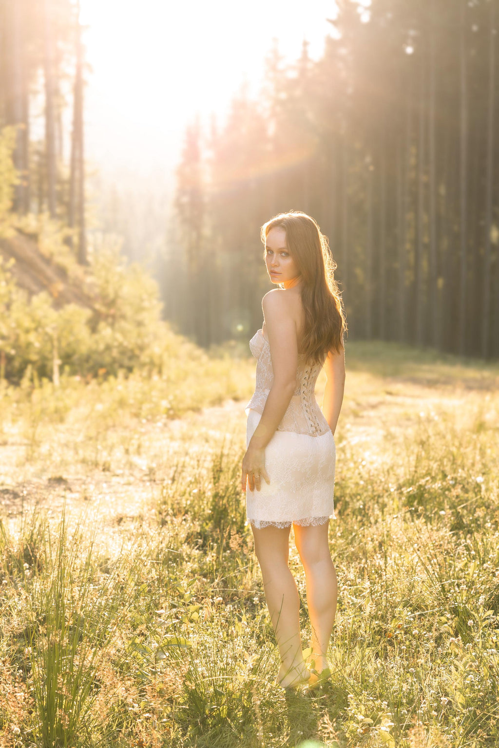 Wedding dress short, mini elopement engagement and civil corset lace covered wedding dress