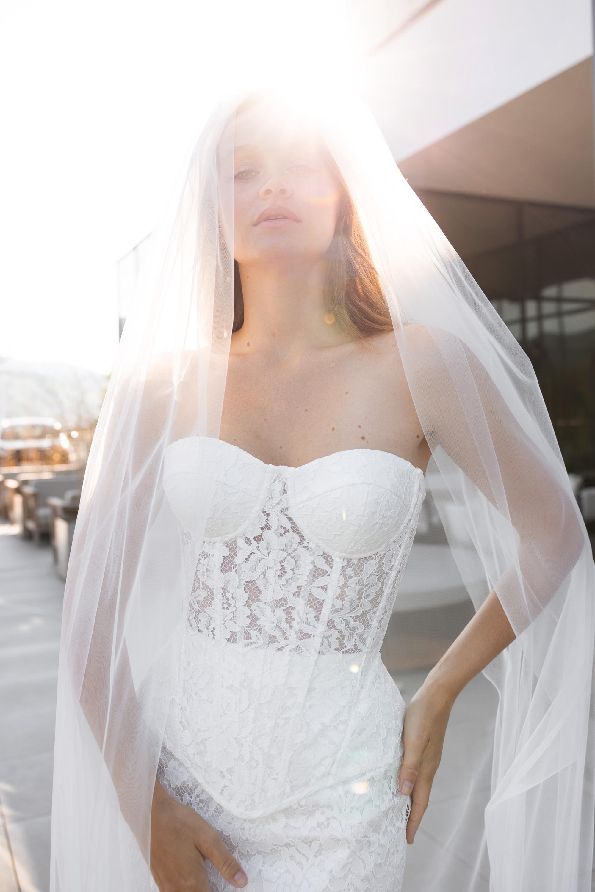 Soft tule bridal veil, wedding veil, long chapel length, cathedral length
