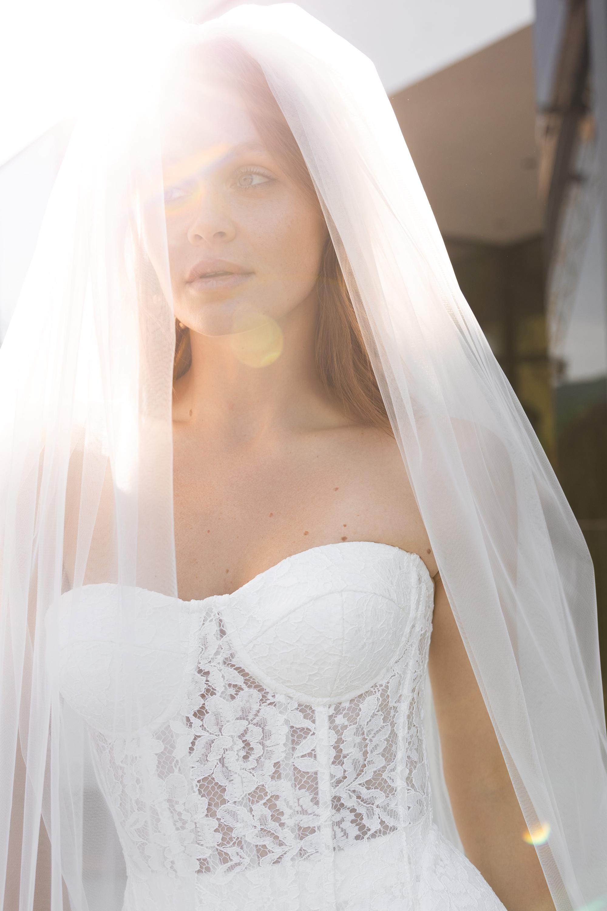 Soft tule bridal veil, wedding veil, long chapel length, cathedral length