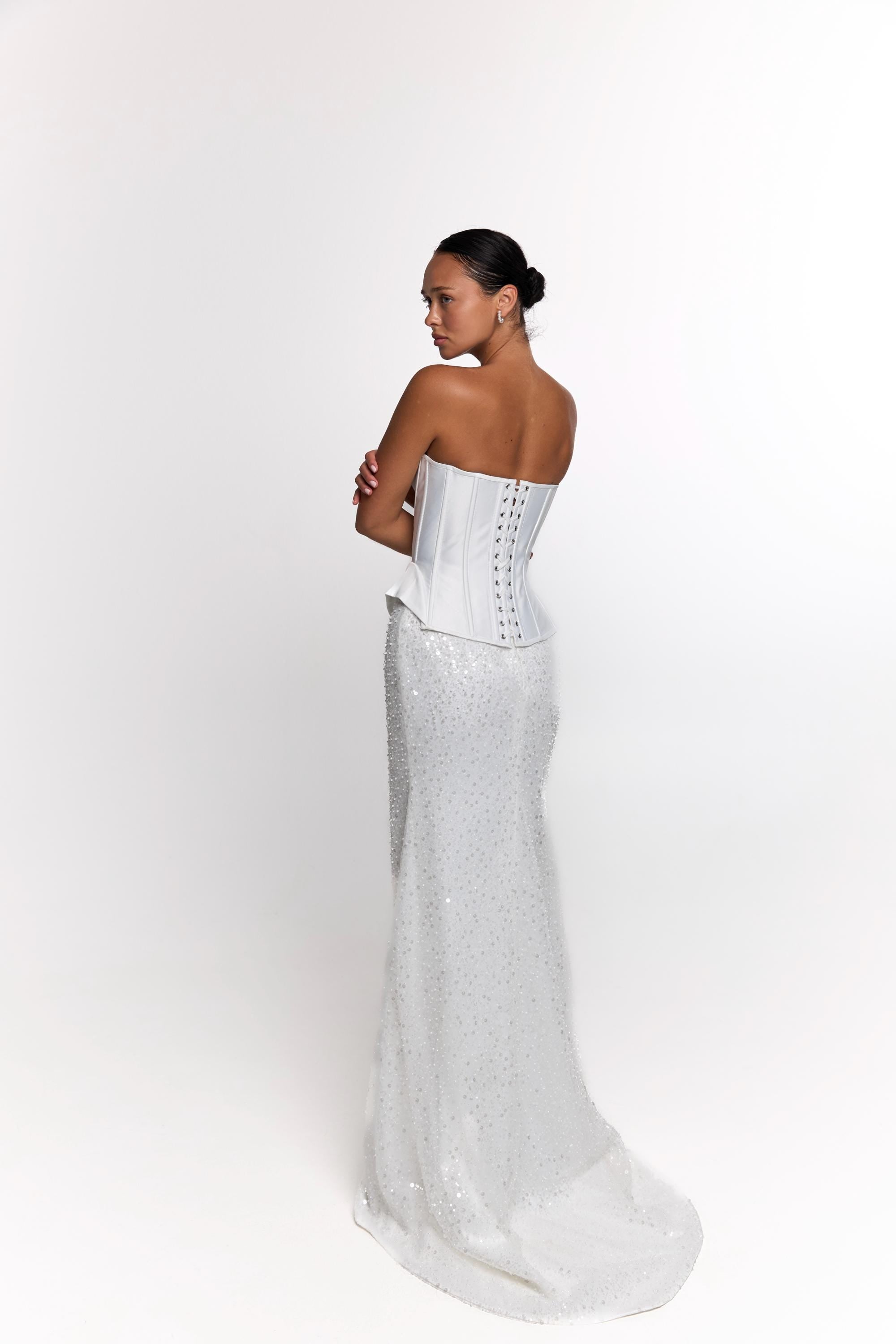 Wedding dress, sequins mini elopement engagement and civil corset wedding dress