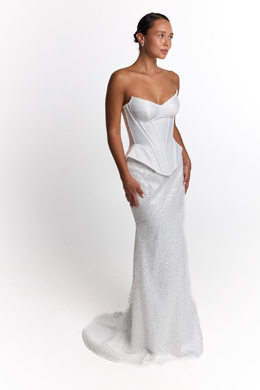 Wedding dress, sequins mini elopement engagement and civil corset wedding dress