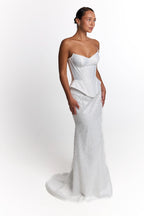 Wedding dress, sequins mini elopement engagement and civil corset wedding dress