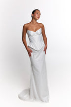 Wedding dress, sequins mini elopement engagement and civil corset wedding dress
